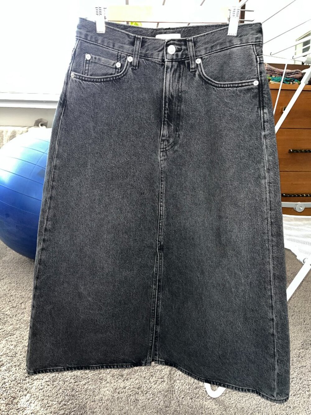 COS Maxi Black Denim Skirt Sz 36